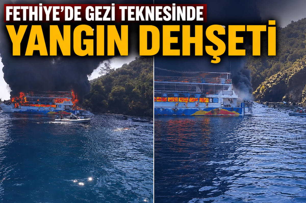 Fethiye’de gezi teknesinde yangın: 115 kişi denize atladı